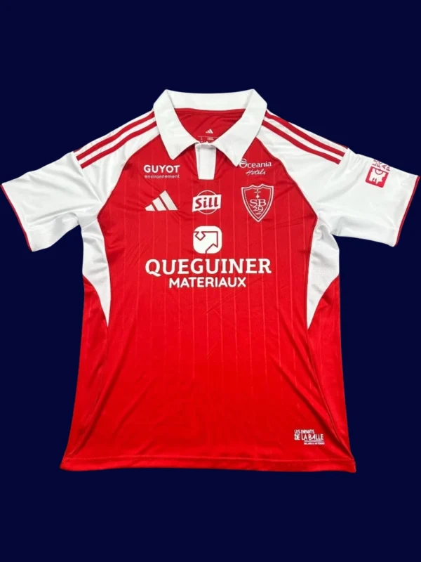 Stade Brestois Home Jersey 2526 Fans Version1 - KFCool – Football Jerseys & Soccer Kits Store Stade Brestois Home Jersey 25/26 Fans Version front collectible high‑quality football top