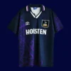Tottenham Away Retro Jersey 9495A - KFCool – Football Jerseys & Soccer Kits Store front view of Tottenham away retro jersey (94/95) in traditional colors.