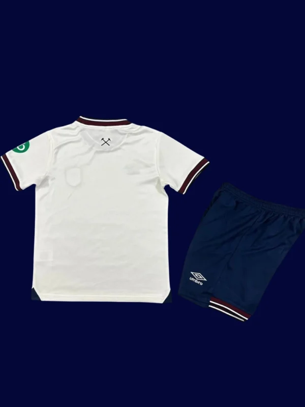 West Ham Away Kids Kits 25/26 back with printed number panel.