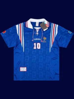 Zidane #10 France Home Blue Retro Jersey Euro Cup 1996