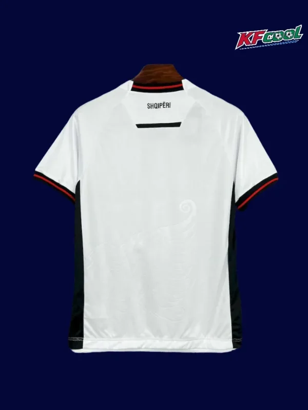 Albania Away White Jersey 2025 Fans Version2 - kfcool.com Back view of Albania 2025 away jersey showing custom name and number area