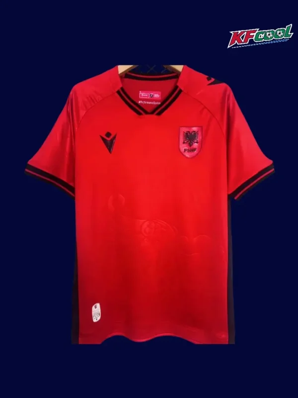 Albania 25/26 home red football jersey front with official crest
