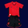 Albania kids 25/26 home red jersey front designed for young fans