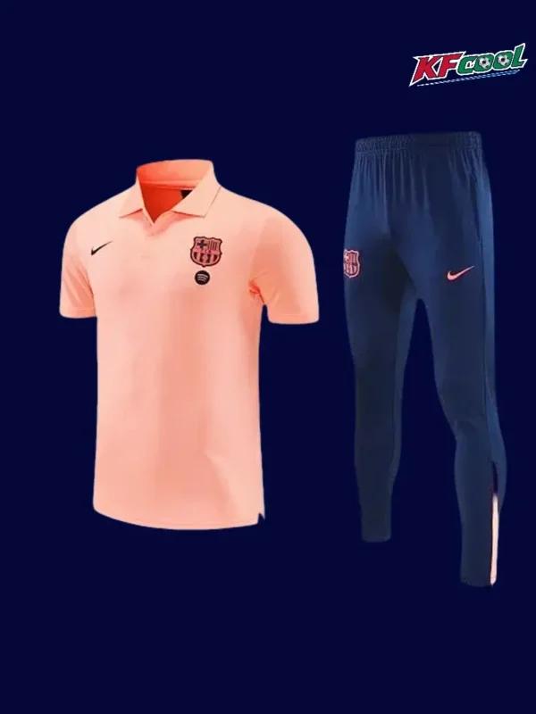 Barcelona Pink POLO Training Tracksuit 2627A - kfcool.com Barcelona 2526 pink training tracksuit front with club crest / lightweight design