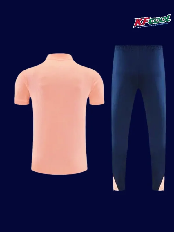 Barcelona Pink POLO Training Tracksuit 2627B - kfcool.com Back view of Barcelona 2526 pink training tracksuit / clean athletic fit