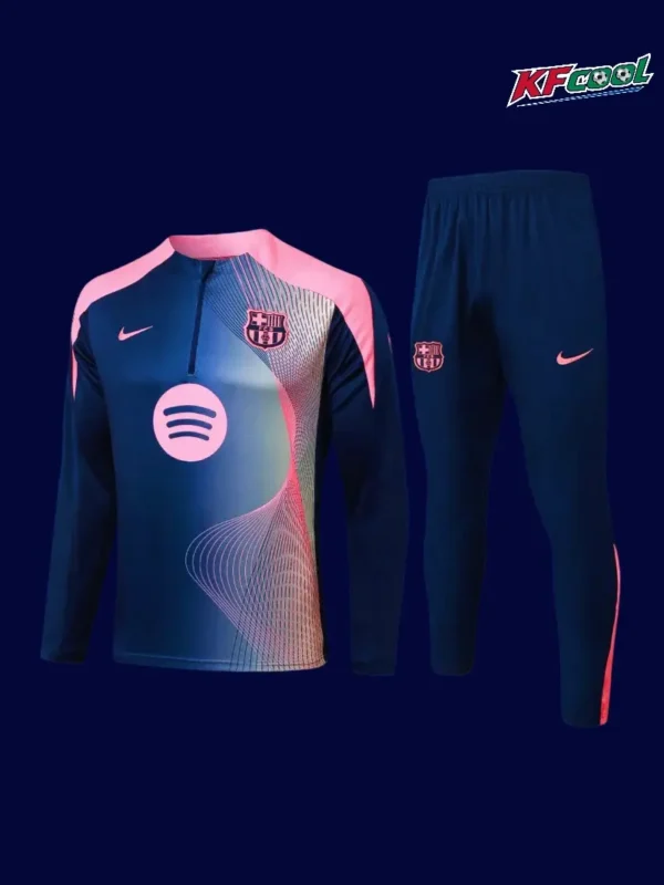 Barcelona 25/26 pink training tracksuit front with club logo