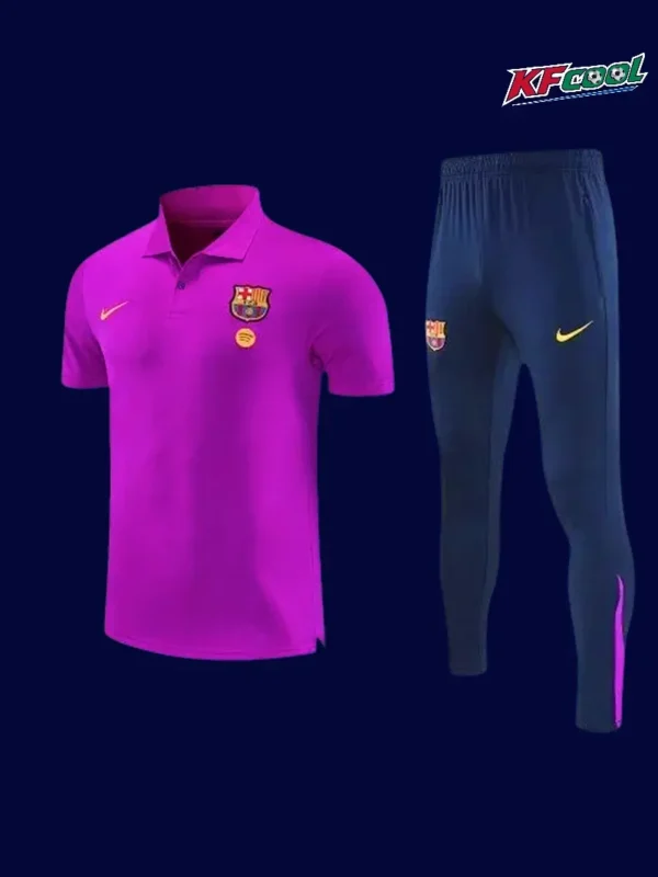 Barcelona Purple POLO Training Tracksuit 2627A - KFCool – Football Jerseys & Soccer Kits Store Barcelona 2627 purple POLO training top front / official club crest