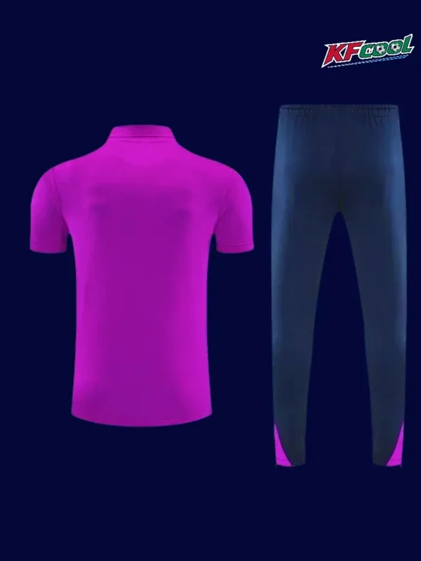 Barcelona Purple POLO Training Tracksuit 2627B - KFCool – Football Jerseys & Soccer Kits Store Back view of Barcelona 2627 purple POLO training top / tailored fit