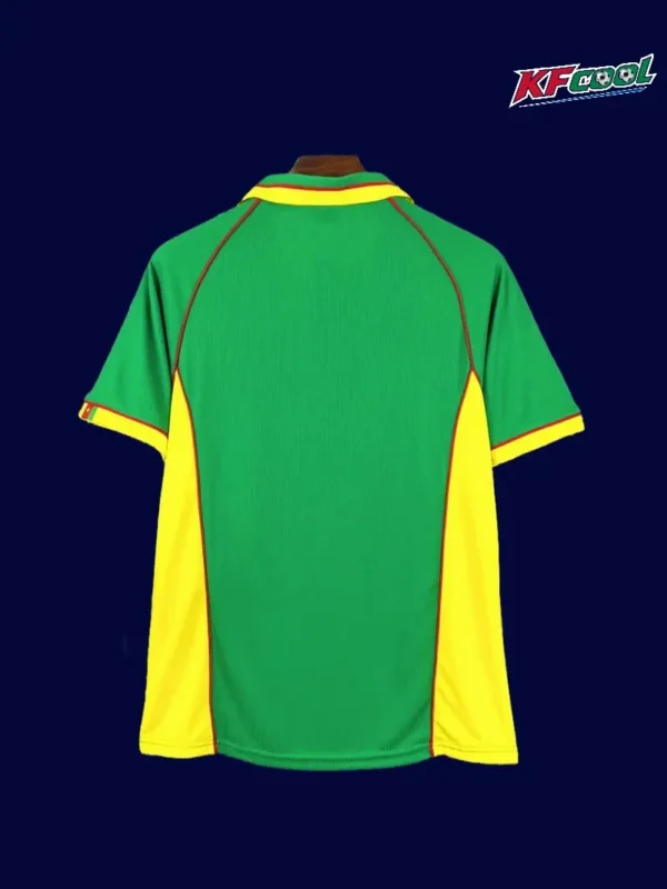 Cameroon Home Green Retro Jersey 1998B - kfcool.com Back view of Cameroon 1998 retro jersey with vintage number styling