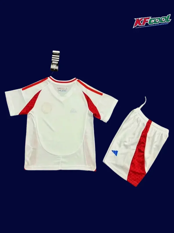Chile Away White Kids kits 2425 Fans Version2 - kfcool.com Back view of Chile kids 24/25 away jersey with number area