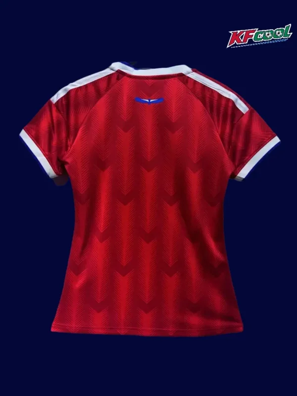 Back view of Chile women 26/27 home red jersey with custom number area