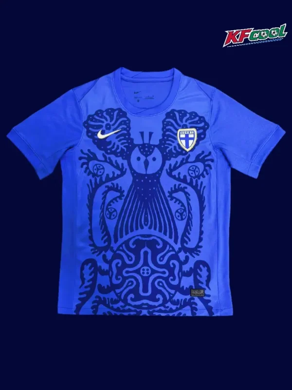 Finland Away Blue Jersey 2526 Fans Version1 - KFCool – Football Jerseys & Soccer Kits Store Finland 25/26 away blue football jersey front with national badge