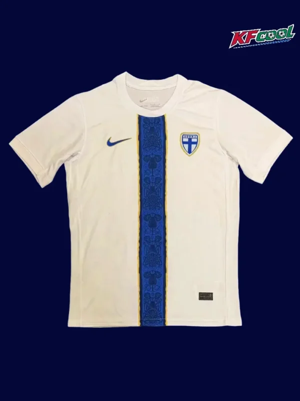 Finland 25/26 home white football jersey front with crest