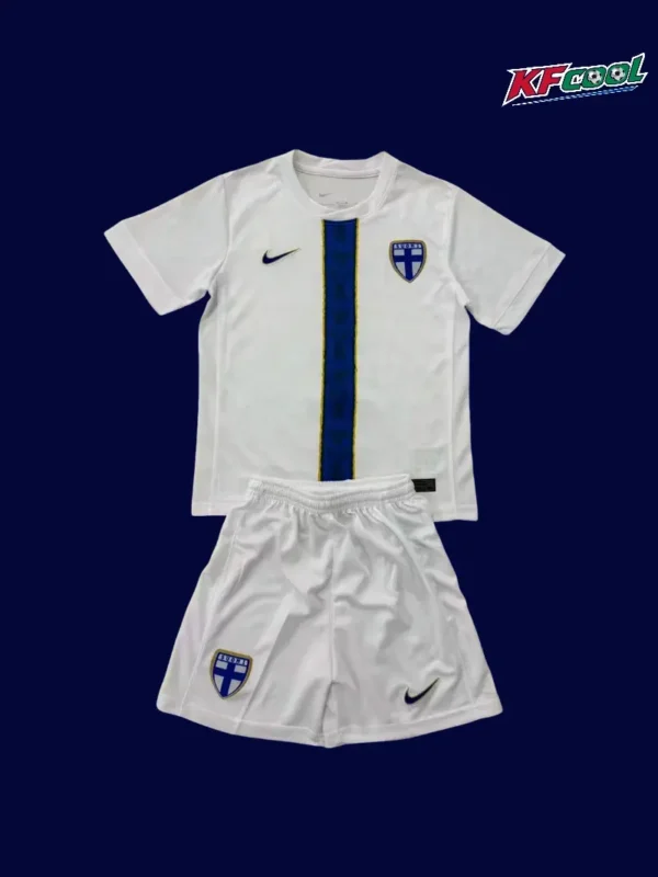 Finland kids 25/26 home white football jersey front