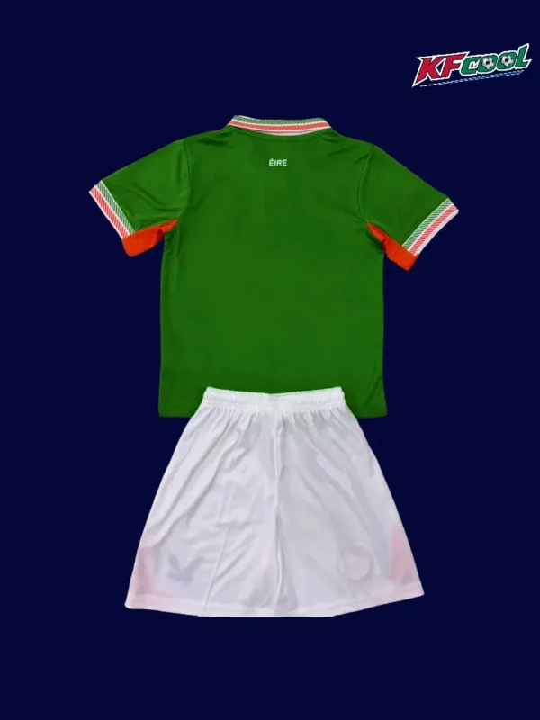 Ireland Home Green Kids Kits 2526 Fans Version2 - KFCool – Football Jerseys & Soccer Kits Store Back view of Ireland kids 25/26 home green kit