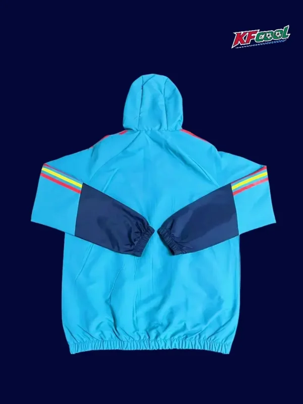 Italy blue windbreaker 26/27 fans version back with hood and seam.