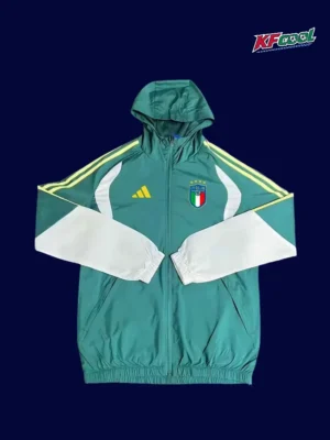 Italy Green Windbreaker 2627 Fans Version1 Italy green windbreaker 26/27 fans version front, sporty design.