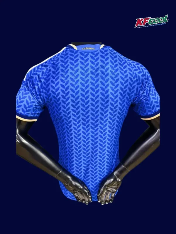 Italy home blue jersey 26/27 player version back with printed number area.