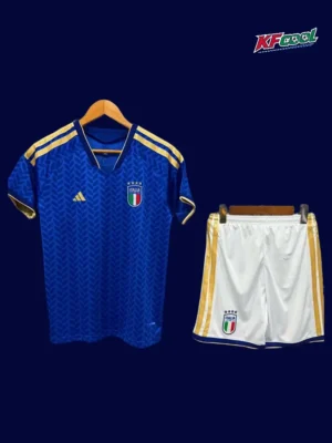 Italy Home Blue Kids kits 2627 Fans Version1 Italy kids home blue jersey 26/27 fans version front, youth size.