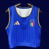 Italy women yoga vest 26/27 home blue front, stretchy sport vest.