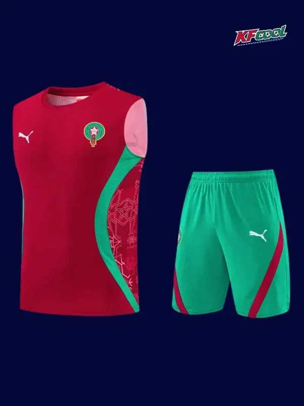 Morocco Red Vest Training Jersey 2627A - kfcool.com Alt Text: Morocco 26/27 red football training vest front