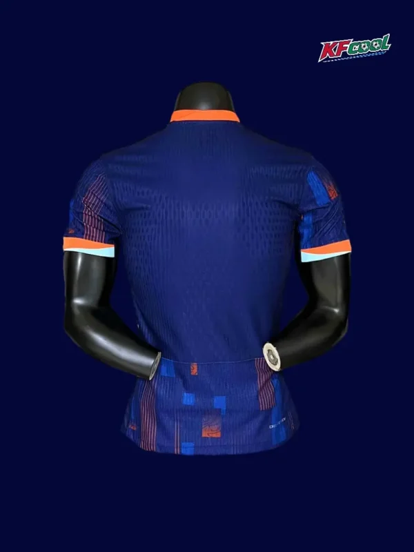 Back view of Netherlands 2024 away blue player jersey