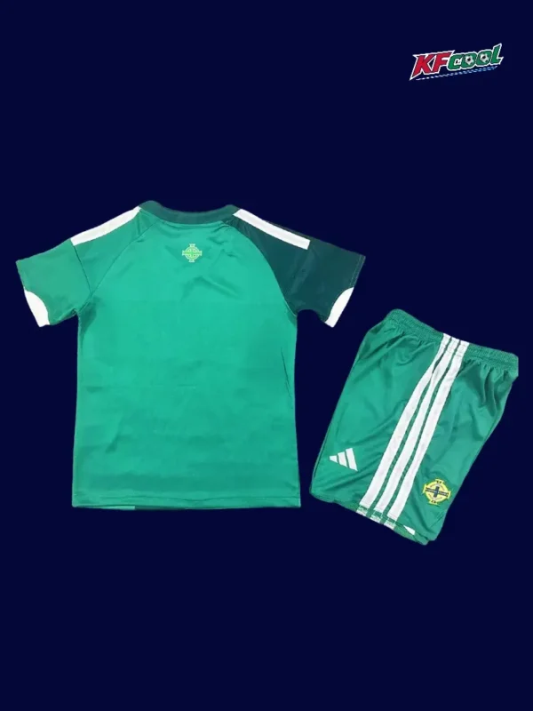 Back view of North Ireland kids 26/27 home green kit
