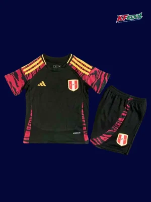 Peru kids 24/25 away black football kit front