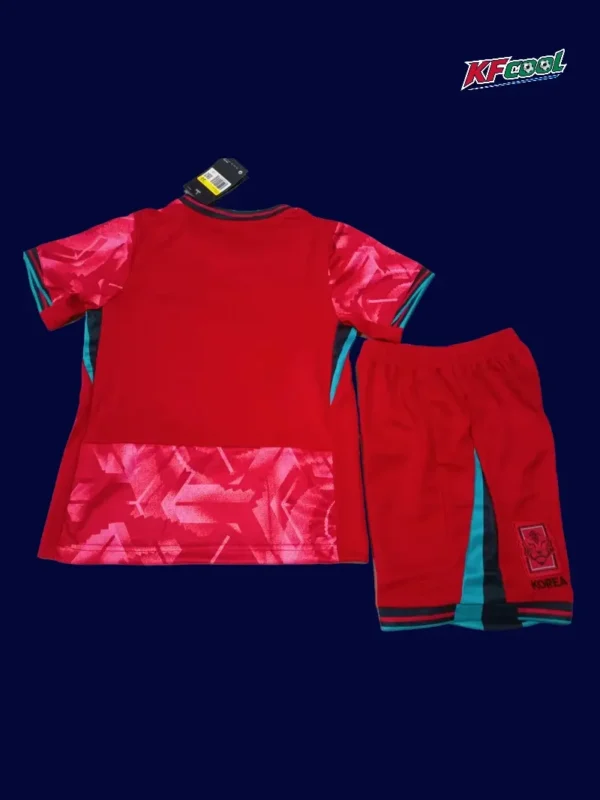 Back view of South Korea kids 24/25 home red kit