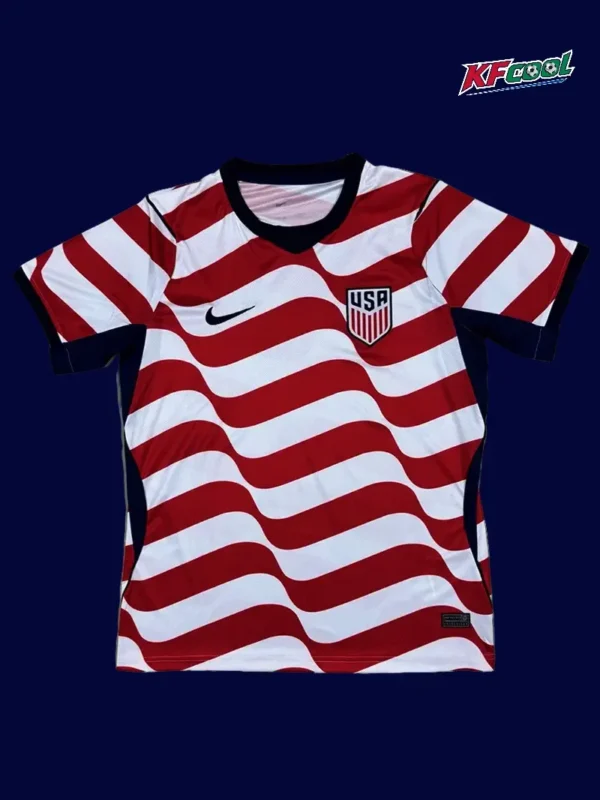 USA home red-white jersey 26/27 fans version front, bold design.
