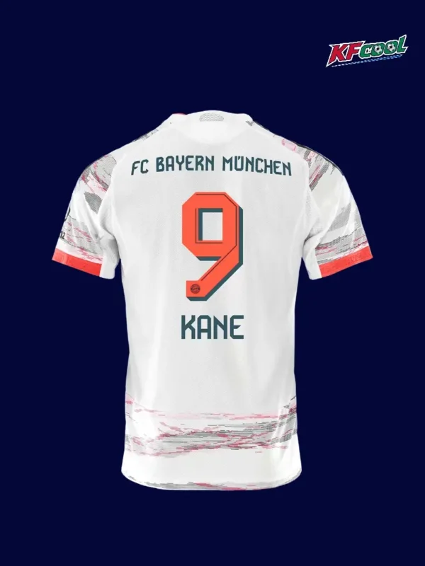 Kane 9 Bayern Munich away white player jersey 25/26 back view