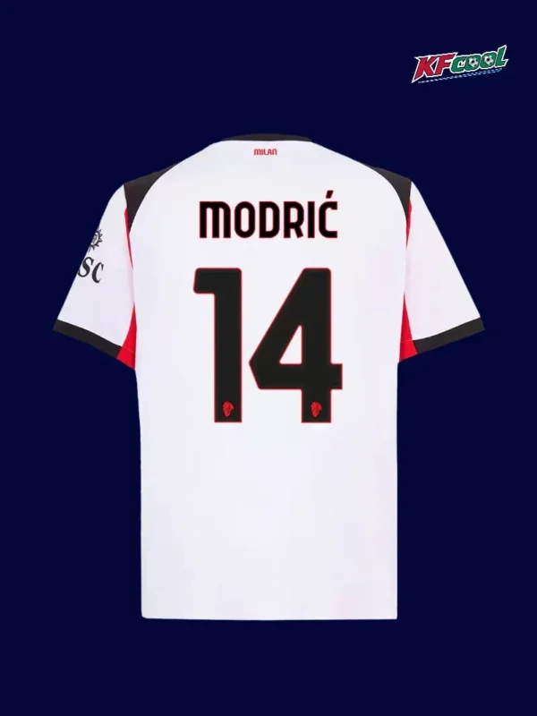 Modrić 14 AC Milan Away White Jersey 2526B - kfcool.com Modrić 14 AC Milan away white jersey 25/26 back view