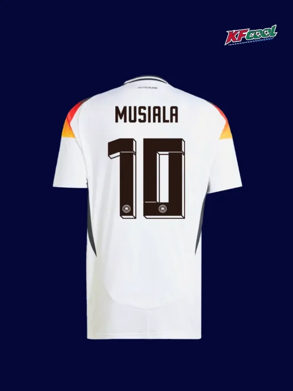 Musiala 10 Germany home white jersey 2024 back view name print