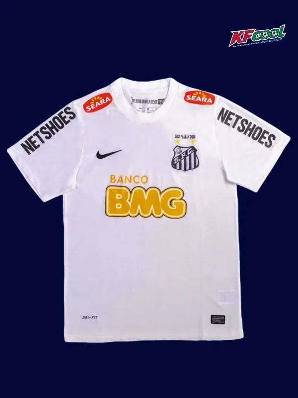 Neymar JR 11 Santos home white retro jersey 11/12 front classic design
