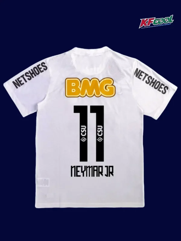 Neymar JR 11 Santos home white retro jersey 11/12 back view