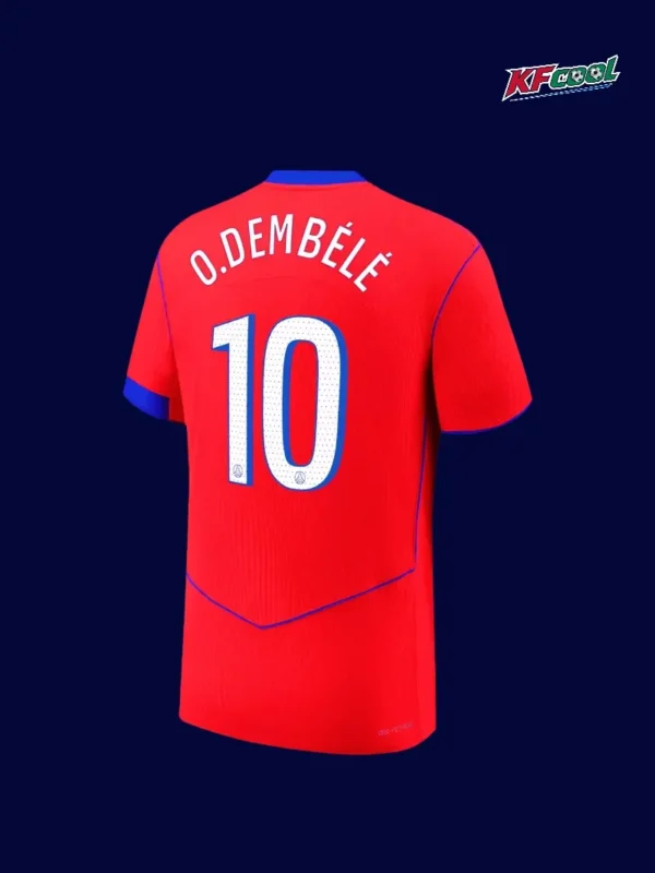 O.Dembélé 10 PSG third red player jersey 25/26 back