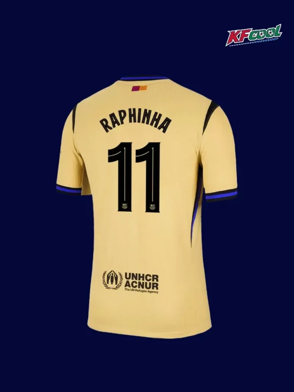 Raphinha 11 Barcelona away player jersey 25/26 UCL back