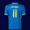 Raphinha 11 Brazil away blue jersey 24/25 back view
