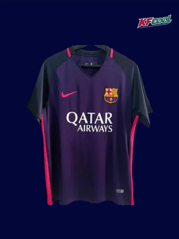 Barcelona Away Retro Jersey 1617 A - KFCool – Football Jerseys & Soccer Kits Store Barcelona 16-17 Retro Away Front dark replica match-ready jersey
