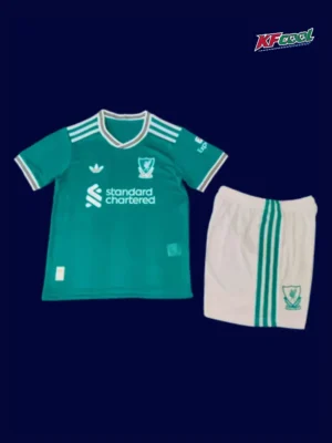 Liverpool Third Green Kids Kit 25/26 Player Version Front