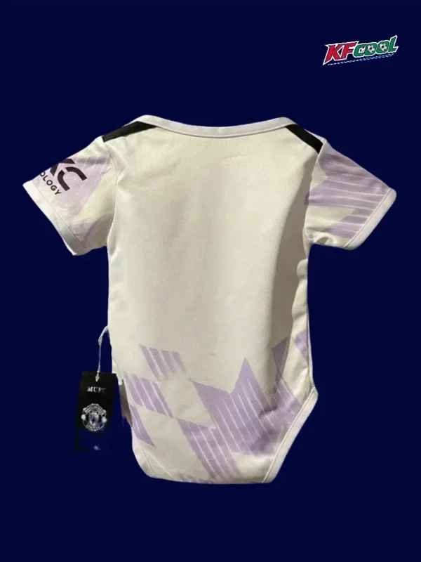 Manchester United Away Babysuit kits 2526 B - KFCool – Football Jerseys & Soccer Kits Store ManU 25/26 Baby Away Suit Back, rear print, secure snaps