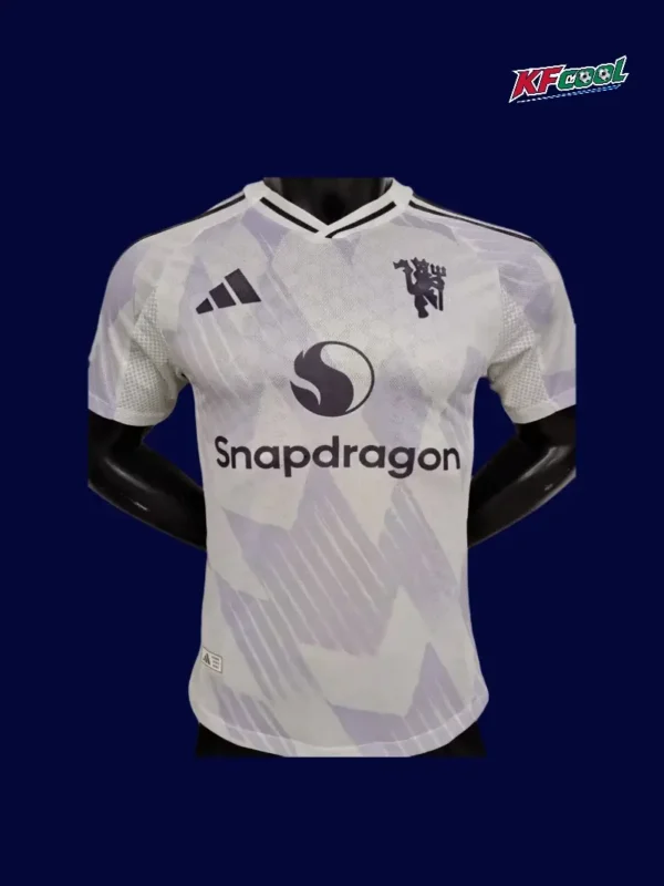 ManU 25/26 Away White Jersey Player Front, lightweight, player cut