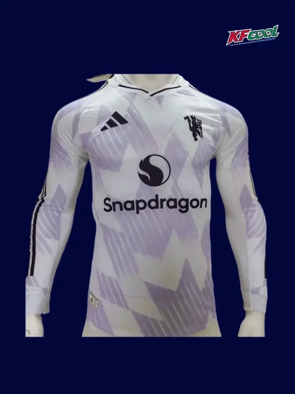 ManU 25/26 Away White Long Sleeve Player Front, match sleeve, breathable