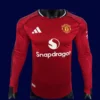 ManU 25/26 Home Red Long Sleeve Player Front, match-ready, thermal sleeve