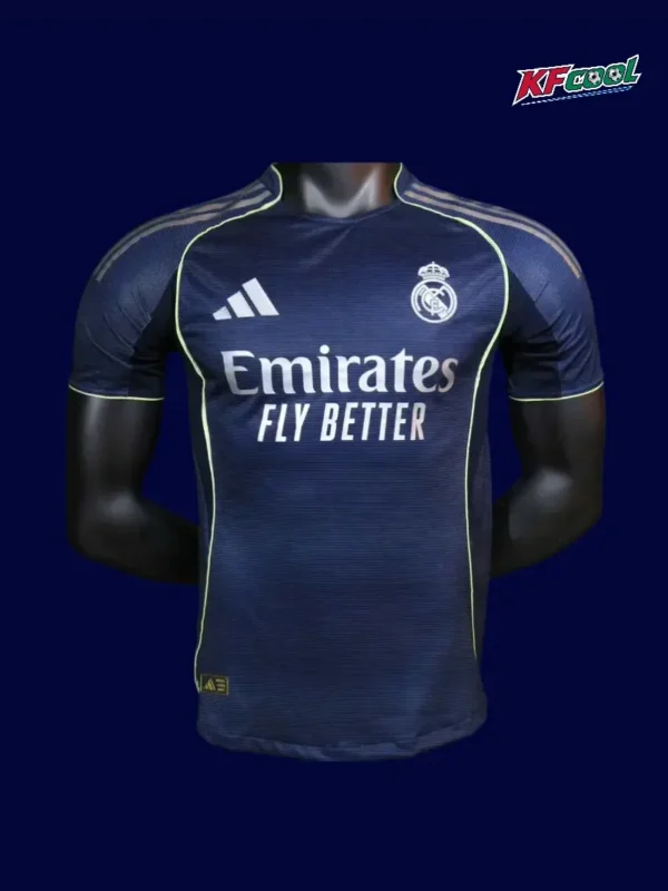 Real Madrid Away Jersey 2526 Player Version A - KFCool – Football Jerseys & Soccer Kits Store Real Madrid Away Front Player 25/26 Dark Jersey