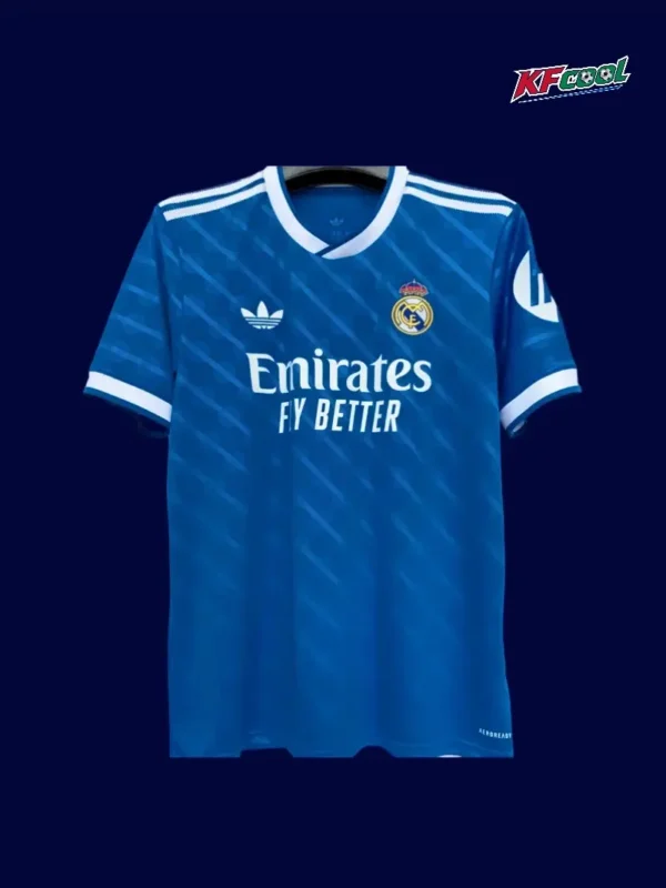 Real Madrid Third Blue Jersey 2526 Fans Version A - KFCool – Football Jerseys & Soccer Kits Store Real Madrid Third Front Fans 25/26 Blue Jersey