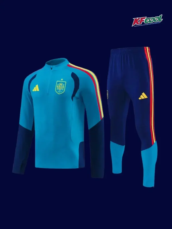 Spain Lake blue Half Pull Tracksuit 2627A - KFCool – Football Jerseys & Soccer Kits Store