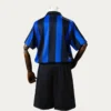 Inter Milan Home Kids kits 2627 Fans Version2 - KFCool – Football Jerseys & Soccer Kits Store Back view of a blue and black striped soccer jersey paired with black shorts on a mannequin; KFcool logo appears in the top-right corner.