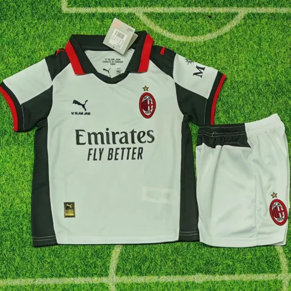AC Milan 2025/26 Fourth White Kids Kit Fan Version - Front View - KFCool – Football Jerseys & Soccer Kits Store AC Milan 2025/26 Fourth White Kids Kit Fan Version - Front View | KFCOOL