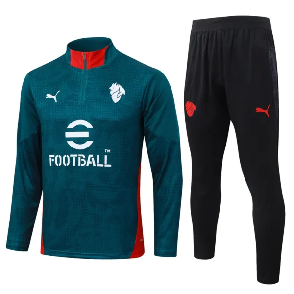 AC Milan 2025/26 Green Half Pull Tracksuit - Front View - KFCool – Football Jerseys & Soccer Kits Store AC Milan 2025/26 Green Half Pull Tracksuit - Front View | KFCOOL